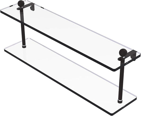 Allied Brass PR-2/22-ORB Pr 2 22 Inch Two Tiered Glass Shelf, Oil Rubbed Bronze