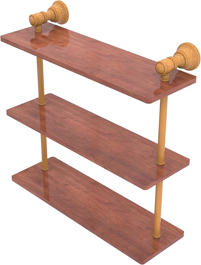 Allied Brass CL-5-16-IRW-GLY Carolina Collection 16 Inch Triple Wood Shelf, Golden Yellow