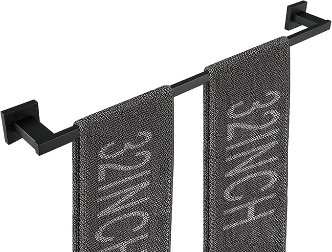 LANC 32-Inche Long Towel Bar for Bathroom Wall Mounted Matte Black Bath Towel Rack Stainless Steel Towel Rod for Kitchen Square Towel Holder Towel Rail Towel Hanger, A9010MB-L8