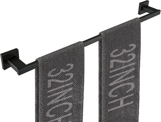 LANC 32-Inche Long Towel Bar for Bathroom Wall Mounted Matte Black Bath Towel Rack Stainless Steel Towel Rod for Kitchen Square Towel Holder Towel Rail Towel Hanger, A9010MB-L8