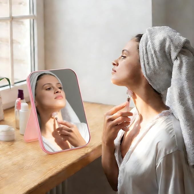 10 Pcs Spa Party Mirrors Sleepover Party Supplies for Girls Slumber Parties Supplies Pink Makeup Mirror Bulk for Sleepover Slumber Birthday Favors Gift (Pink)