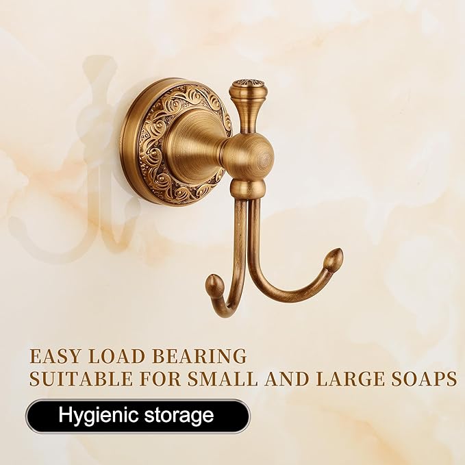 MOGFCT Wall Mounted Bathroom Robe Hook, Towel Hanger Antique Brass Pattern Carving,Brushed Bronze