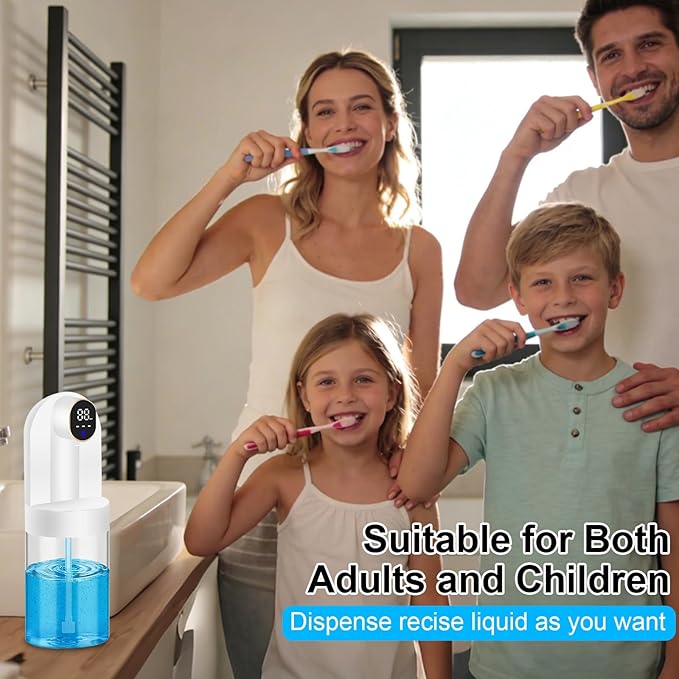 Automatic Mouthwash Dispenser for Bathroom, 20.29 oz Touchless Smart Wall-Mounted Mouth Wash Dispensers, 4 Magnetic Cups, 4 Dispensing Modes, Hands-Free Bathroom Accessories for Home Kids Family-White