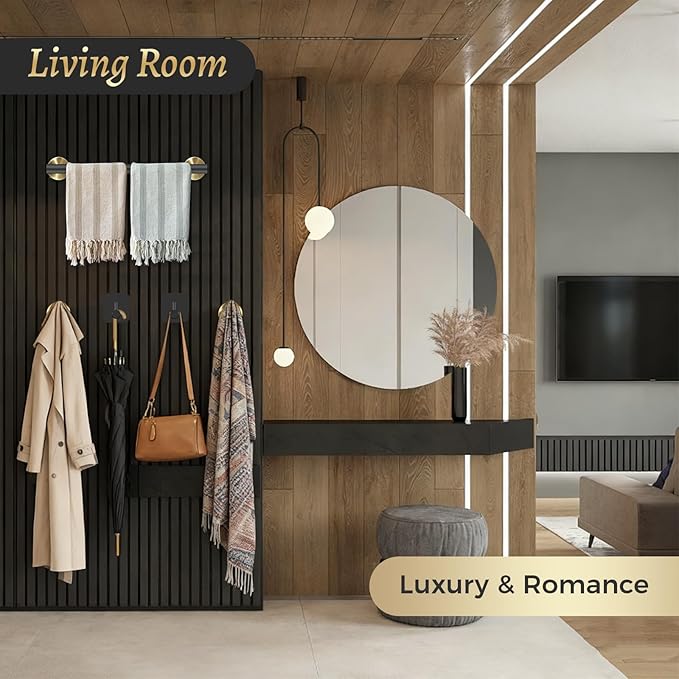 7 Pcs Bathroom Hardware Accessory Set, Stainless Steel Towel Racks for Bathroom, Black and Gold Bathroom Accessories，Modern Luxury Bathroom Towel Holder & Toilet Paper Holder