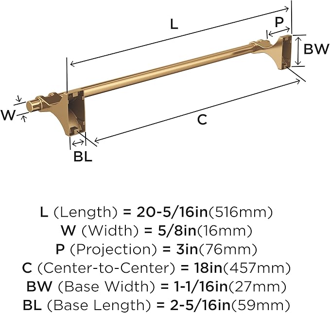Amerock BH36053CZ | Champagne Bronze Towel Bar | 18 in (457 mm) Towel Rack | Davenport | Bathroom Towel Holder | Bathroom Hardware | Bath Accessories