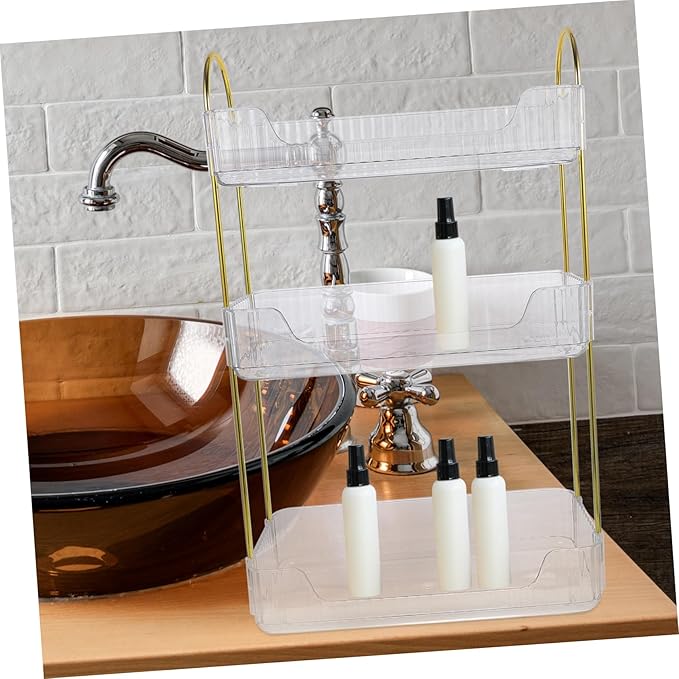 Hemobllo Bathroom Countertop Organizer Transparent Storage Rack for Cosmetics Multi Washroom Desktop Organizer Easy to Use Bathroom Shelf for Efficient Space Management