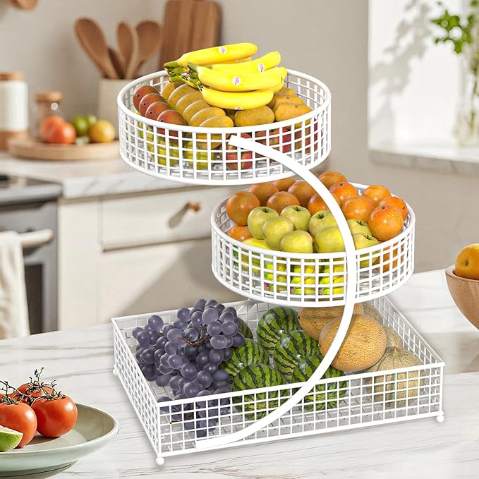 AMANKA 3-Tier Metal Cosmetic Organizer,Cosmetic storage rack for vanity tables,Multipurpose Metal Bathroom Organizers and Storage, Use Countertop Organizer for perfume/makeup/Vegetables (WHITE 1)