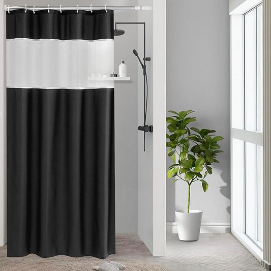 UFRIDAY Shower Curtain Black and White, Modern Fabric Shower Curtain 48 x 72 Inch Fabric Shower Curtain for Bathroom and Bathtubs,Machine Washable, Hotel Quality