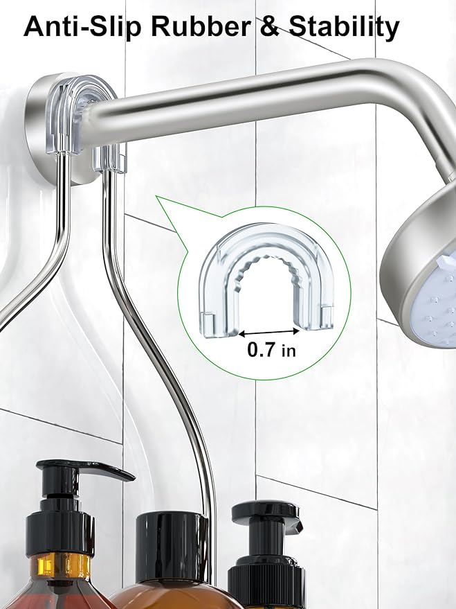 SMARTAKE Hanging Shower Head Caddy, Rustproof Bathroom Shower Shelf Organizer, SUS201 Stainless Steel Over The Storage Rack, for Toilet, Bathroom, Silver