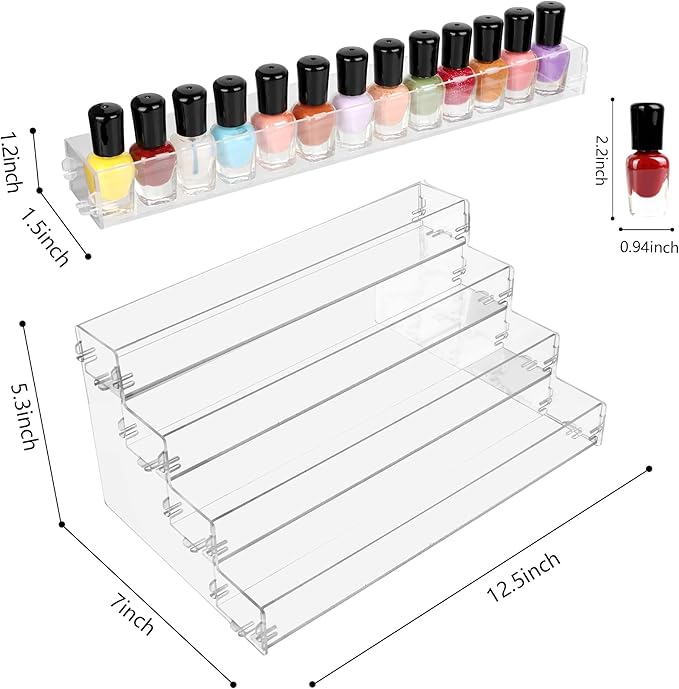 Go yeah Nail Polish Organizer Display Rack Storage Rack,Acrylic Sunglasses Organizer,Clear Essential Oil Stand Holder (4 Tier)