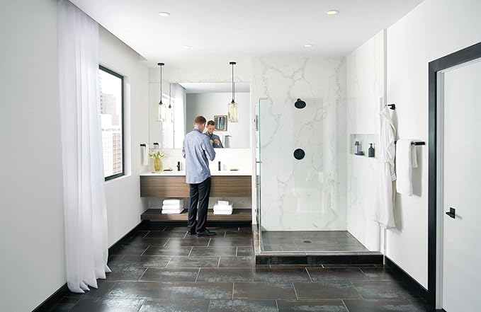 Moen Align Matte Black 9-inch Modern Hand Towel Bar, Bathroom Towel Hanger, YB0486BL