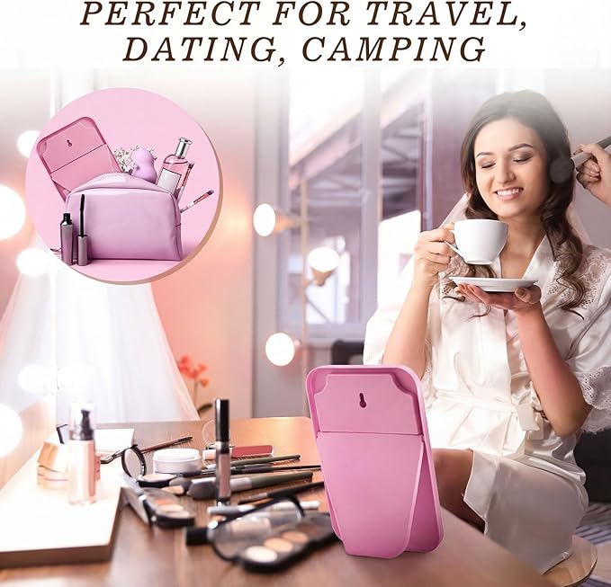 Cinnvoice 12 Pack Desktop Makeup Mirror Bulk 90° Adjustable Portable 8" Vanity Table Mirror with Stand, Folding Travel for Makeup Party Spa Party, Women, Cosmetics Personal Beauty (Pink)