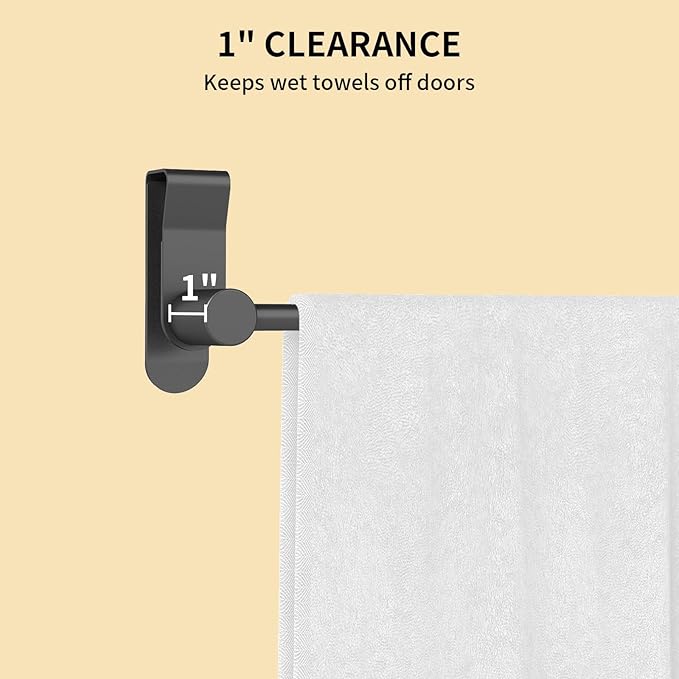 YUMORE 12" Over the Cabinet Towel Bar, 2 Pack Matte Black Stainless Steel Kitchen Door Towel Holder, Anti-Slip & No Drill