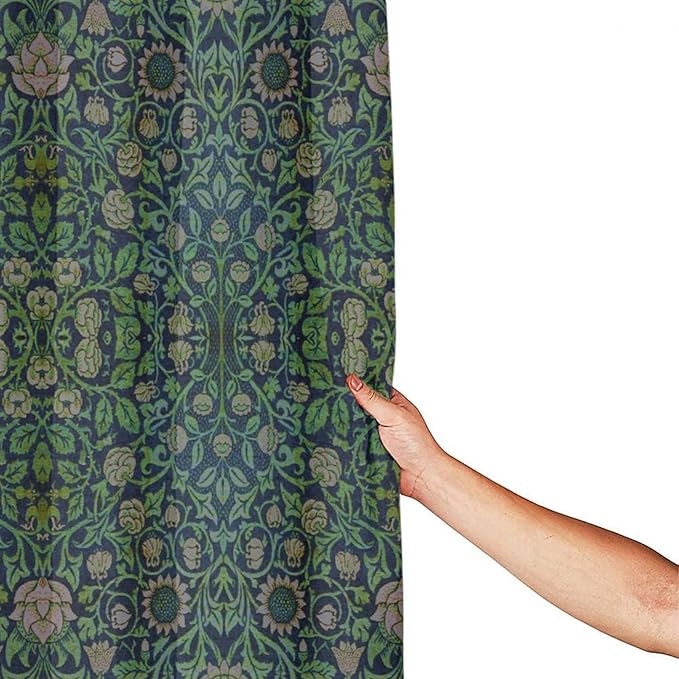 William Morris Original Design Vintage Shower Curtain Furniture Bathroom Fabric Decorations Washable Shower Curtain with Hooks 72x84 Inches(183x214cm), Style-9