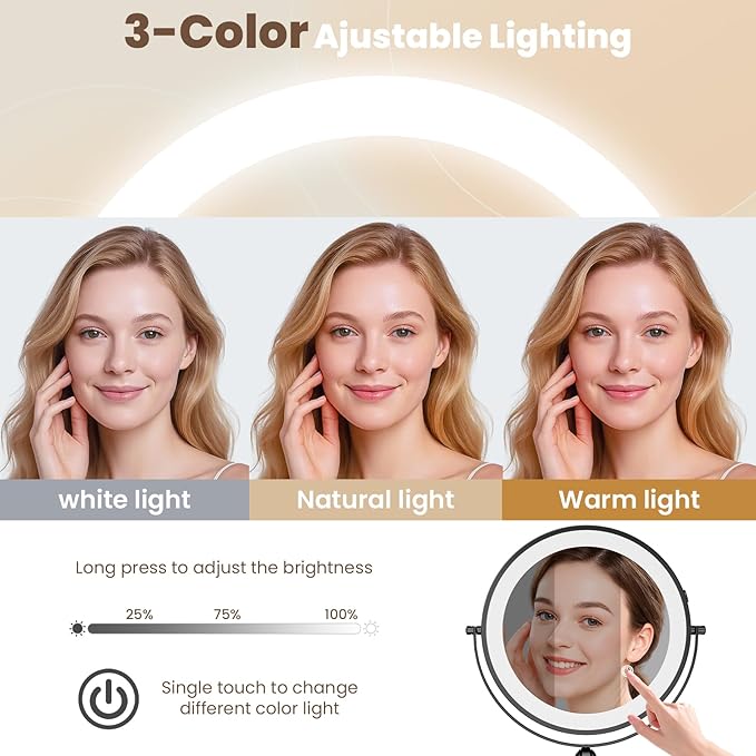 9" Wall Mounted LED Lighted Makeup Vanity Mirror - 4000mAh Rechargeable Double Sided 1X/30X Magnifying Mirror, 3 Color Lights Touch Dimmable, Height Adjustable Extended Arm 360° Swivel Bathroom Mirror