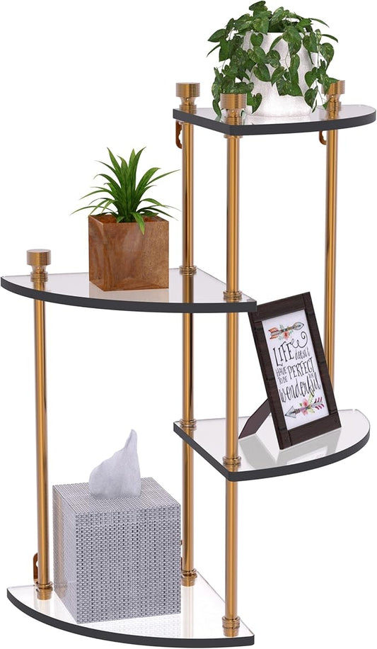 Allied Brass FT-4-BBR 4 Tier Glass Wall Shelf, Brushed Bronze