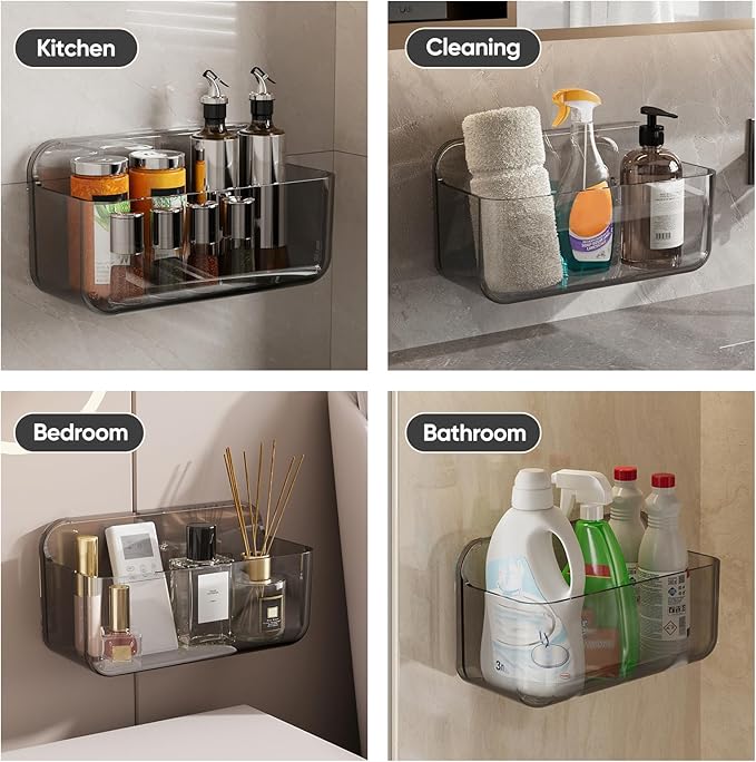 Acrylic Shower Caddy,6 Pack Acrylic Rustproof Shower Organizer with Large Capacity,No Drilling Shelves for Bathroom Storage & Home Decor (Grey)