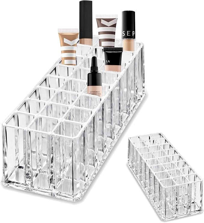 BY ALEGORY Acrylic Concealer Organizer 24 Space Deep Slot Storage Organization Refillable Container Display Case for Airbrush Creamy Coverage Tubes Sticks