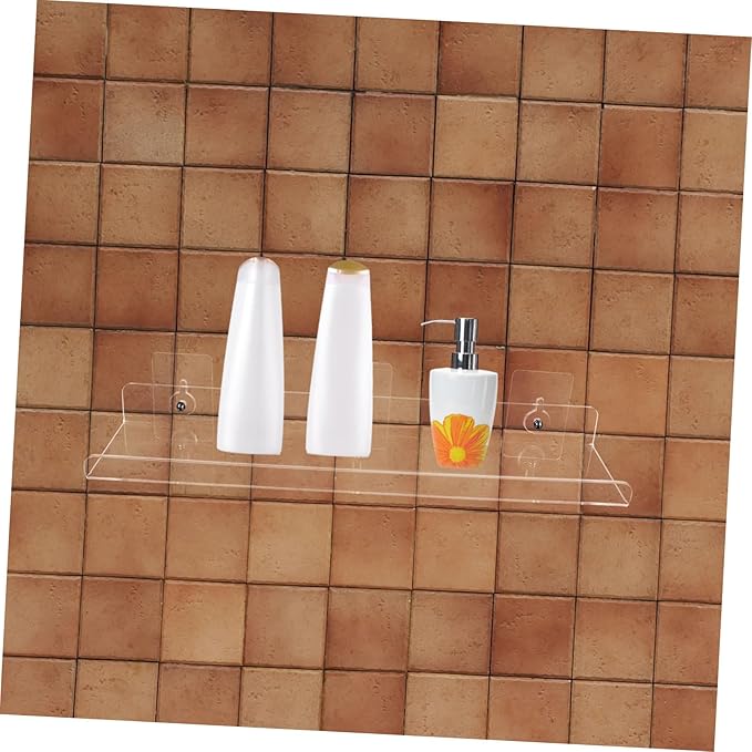 FRCOLOR Acrylic Floating Bathroom Shelves No Drill Wall Storage Rack Space Saving Corner Organizer