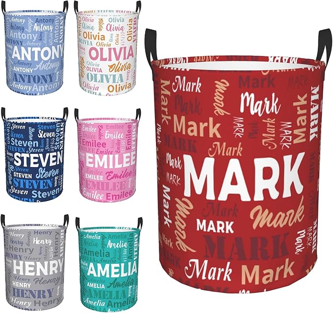Custom Name Laundry Basket, Personalized Collapsible Laundry Hamper with Name for Bathroom Bedrooms, Customized Dirty Clothes Hamper Storage Basket Gifts for Kids Boys Girls Baby Men Women