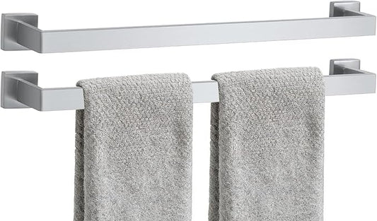 2 Packs 24 Inch Bathroom Towel Bar SUS304 Stainless Steel Brushed Nickel Towel Holder Wall Mounted Heavy Duty Towel Rack Bathroom Towel Rod Modern Square Base Design (2, Brushed Nickel, 24 Inch)