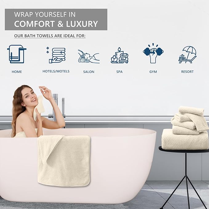 Extra Large Bath Towel Set of 4 (35"x70"),Oversized Bath Sheet Super Soft Highly Absorbent Jumbo Bathroom Towel Set Microfibers Quick Dry Shower Towel for Hotel,Bathroom,Guest,Spa,Gym (Beige)