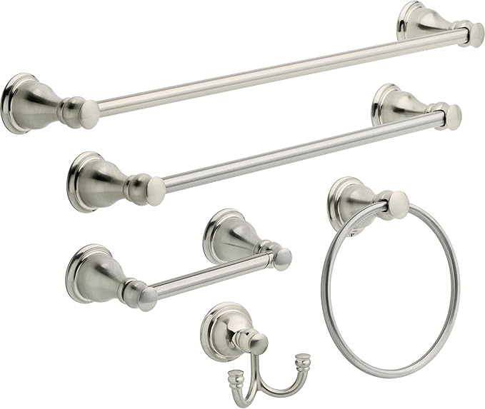 DELTA FAUCET AUB46-SN Aubrey Wall Mount Round Closed Towel Ring Bath Hardware Accessory in Brushed Nickel