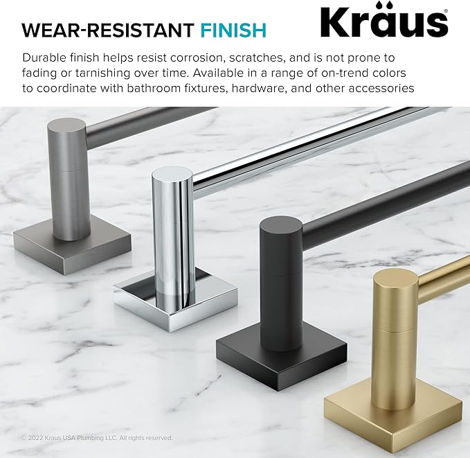 Kraus Ventus Glass Bathroom Shelf with Rail, Brushed Gold Finish, KEA-17745BG