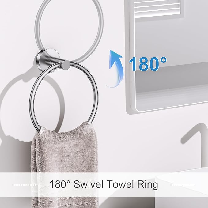 Brushed Nickel Bathroom Hardware Set, 5 Pieces Towel Bar Bathroom Accessories, Upgraded Toilet Paper Holder with Shelf Set, 23.6 Inch Towel Rack Towel Holder for Bathroom Wall