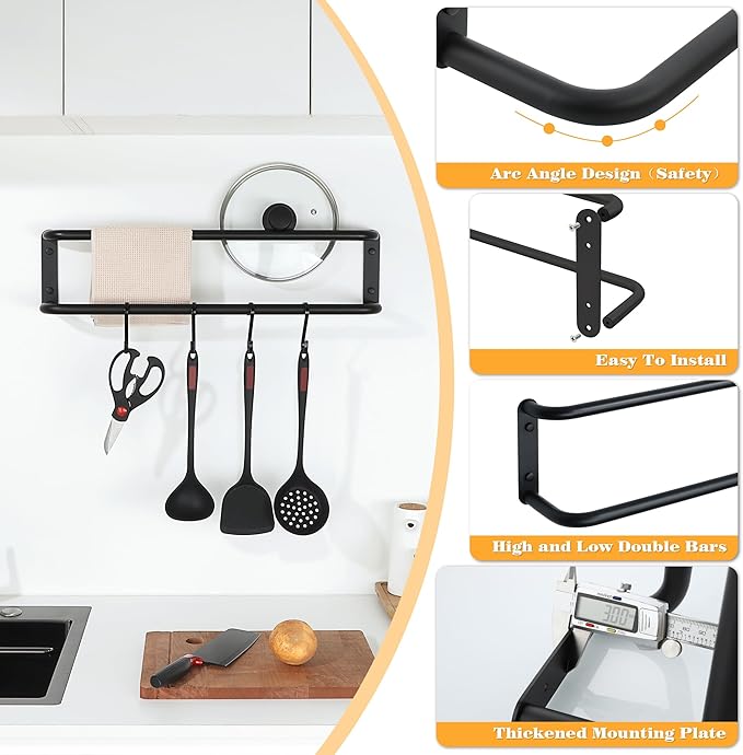 Alise Double Towel Bar,24 Inch Towel Racks for Bathroom, SUS304 Stainless Steel Towel Bar for Bathroom Wall,Quick Drying Bathroom Towel Holder Bath Towel Hanger,Matte Black
