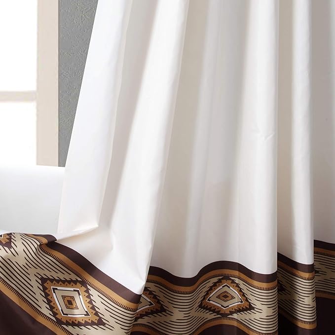 Long Fabric Shower Curtain, Beige and Brown Cream and Tan Neutral Shower Curtains for Bathroom, Waterproof Bathroom Curtains, 72" W x 78" H