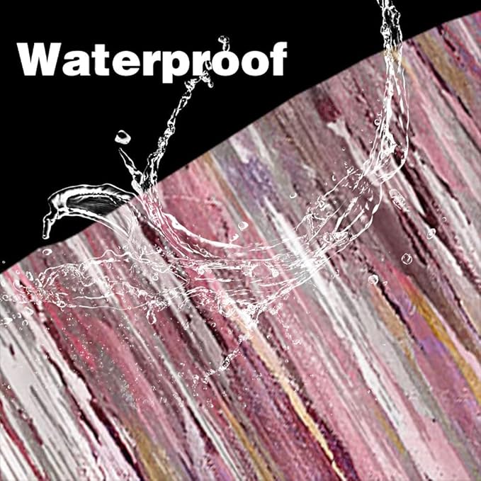 JAWO Pink Shower Curtain, Modern Aesthetic Stripe Shower Curtain Set,Gray Pink Brown Contemporary Abstract Painting Fabric Curtains with 12 Hooks for Bathtub Bathroom (Pink, 72X72)