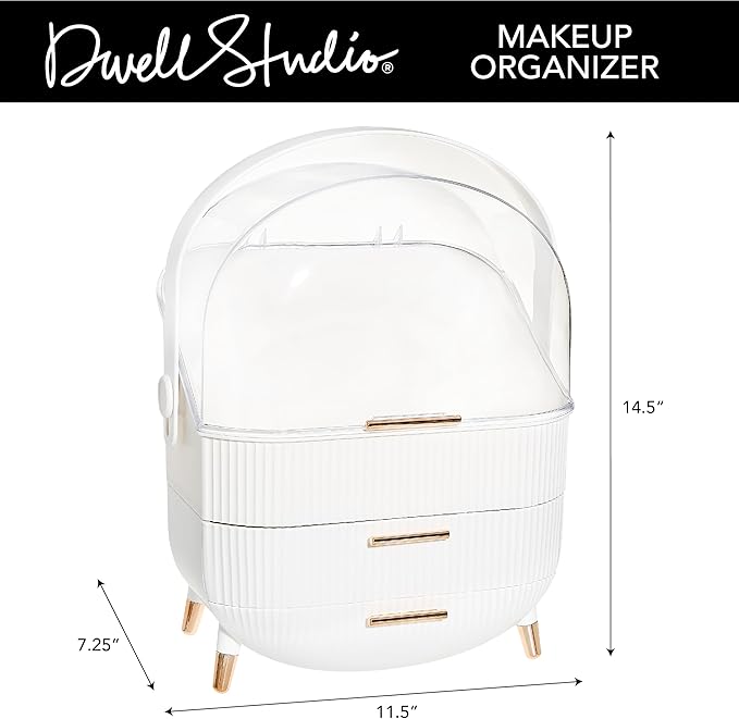 DwellStudio Dustproof Makeup Organizer for Cosmetics and Skincare - Stylish Storage Solution for Your Beauty Essentials