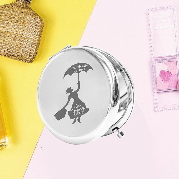 KEYCHIN Mary Qoute Pocket Mirror Mary Fans Gift Practically Perfect in Every Way Umbrella Compact Mirror (Practically Perfect Mirror-S)