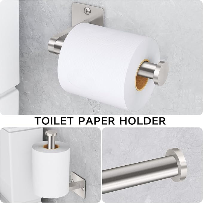 Brushed Nickel Bathroom Accessories Set, 10 Pieces Bathroom Hardware Set, 24 inch Towel Bar, Towel Racks for Bathroom, Robe Towel Hooks, Toilet Paper Holder Wall Mounted