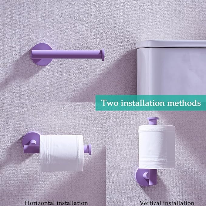 Bathroom Accessories Set,Purple 5 Pieces Bathroom Hardware Set,24 inch Towel Bar,Towel Ring for Bathroom,Robe Towel Hooks,Toilet Paper Holder Wall Mounted(Drilling),SE96006S-5PP