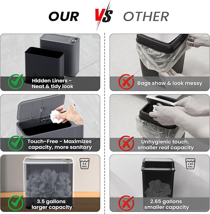 XLHOMO 9-Piece Dark Gray Bathroom Accessories Set - Durable & Sleek Kit with Slim Narrow Trash Can, Toilet Brush & Soap Dispensers - Space-Saving Modern Bathroom Decor
