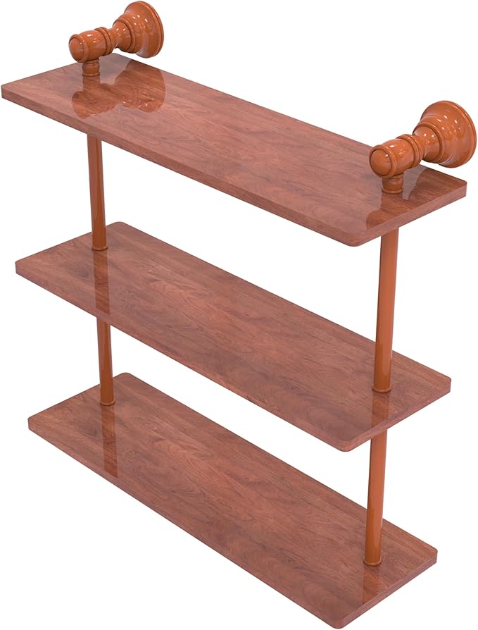 Allied Brass CL-5-16-IRW-ASP Carolina Collection 16 Inch Triple Wood Shelf, Autumn Sparkle