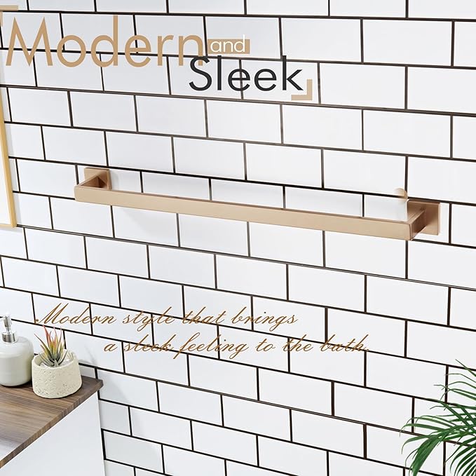 KOKOSIRI 32-Inch Towel Rack for Bathroom Kitchen Towel Rails Wall Mount SUS304 Stainless Steel Towels Holder, Champagne Bronze B4003CPG-L32