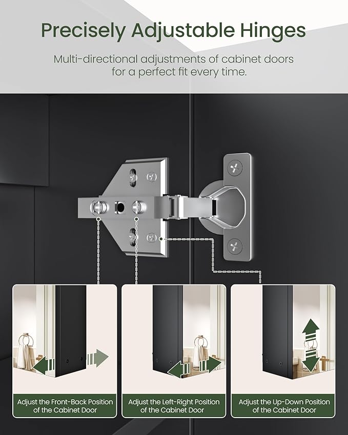 CHOEZON Bathroom Medicine Cabinet, Wall-Mounted Bathroom Vanity with Mirror, Bathroom Medicine Cabinet with Storage Function, Hanging Storage Cabinet, Adjustable Shelves, Black