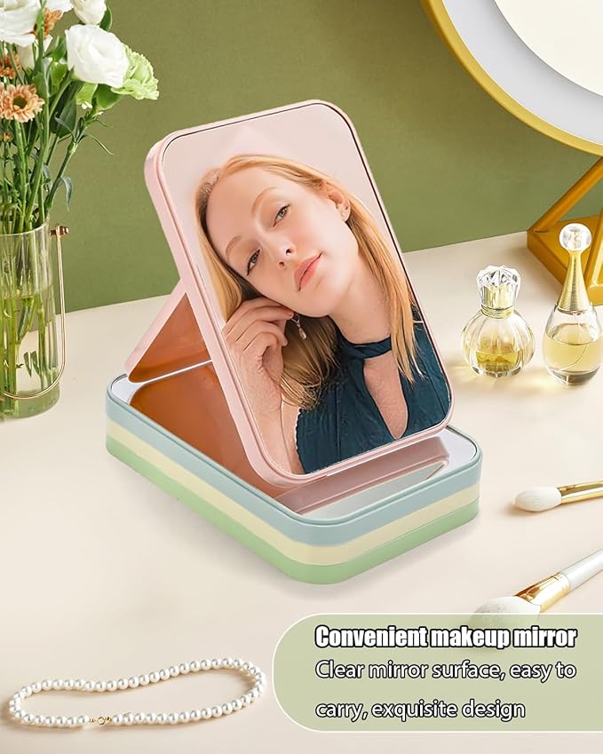 Foldable Mirror, 20 Pack Desktop Makeup Mirror Simple Folding Makeup Mmirrors with Stand for Spa Party, Girl, Women, Beauty, 4 Color