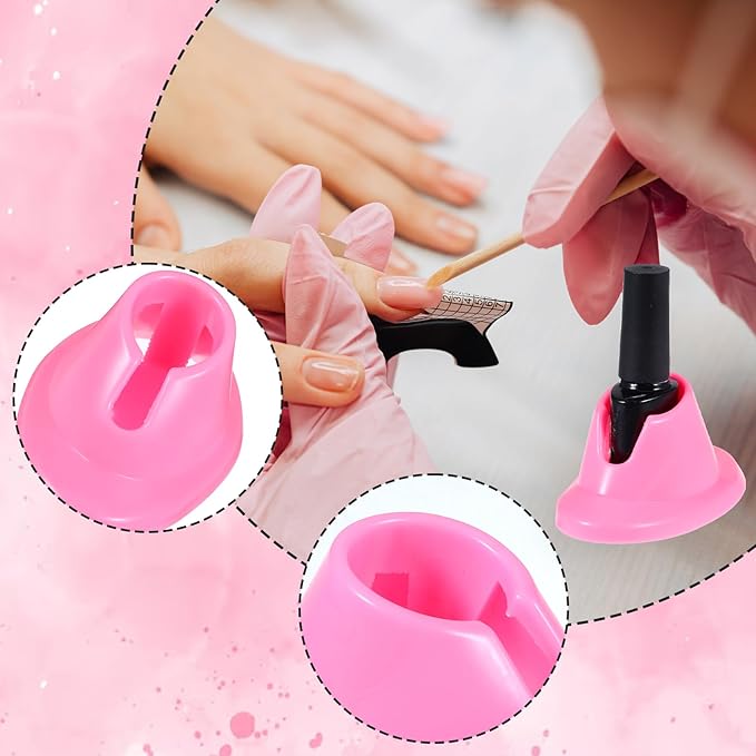 2 Pieces Soft Rubber Nail Polish Bottle Holder Spill-proof Storage Rack Display Stand Durable for Nail Salon Foot and Hand Care Display Art Tools (Pink)