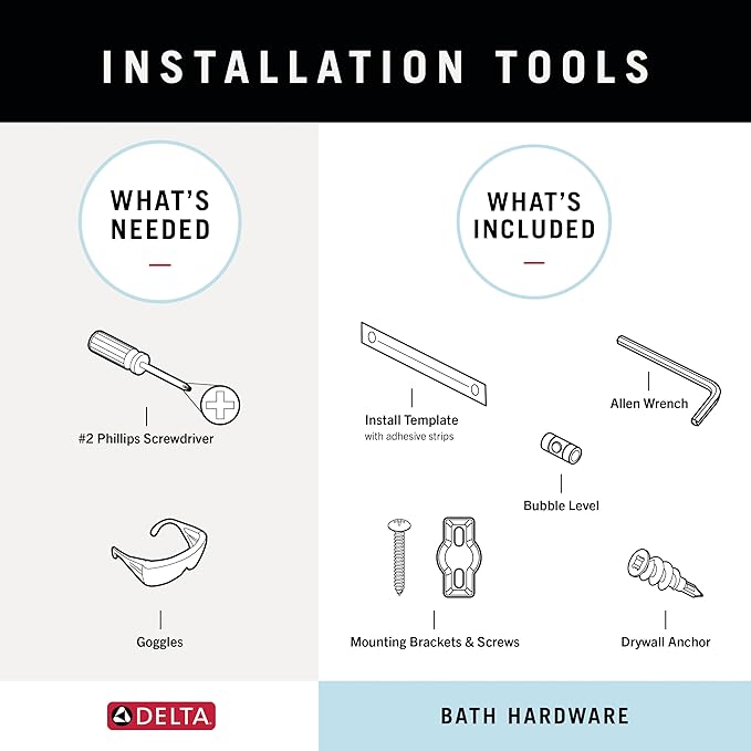 DELTA FAUCET Rubber Limited 76418-SS Ashlyn 18-in Wall Mount Towel Bar Bath Hardware Accessory in Stainless Steel