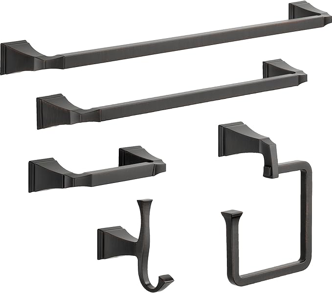 Delta Dryden (1-Pack) Hand Towel Holder Venetian Bronze Towel Racks for Bathroom Wall Square Towel Ring Holder for Bath Towel Hanger for Kitchen, Bathroom Accessories 75146-RB