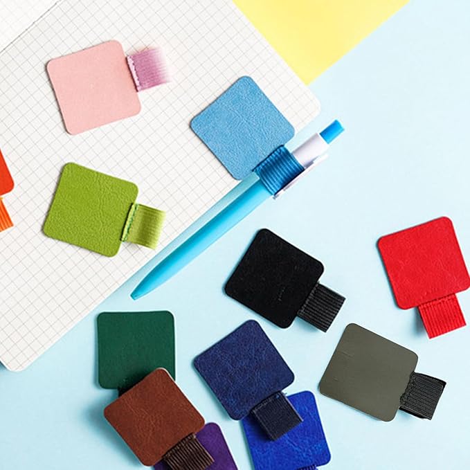5 Pieces Self Adhesive Leather Pen Holder Adjustable Pen Loop Holder With Elastic Band Anti-lost Pen Stationery Supplies Elastic Loop For Pens, Purple