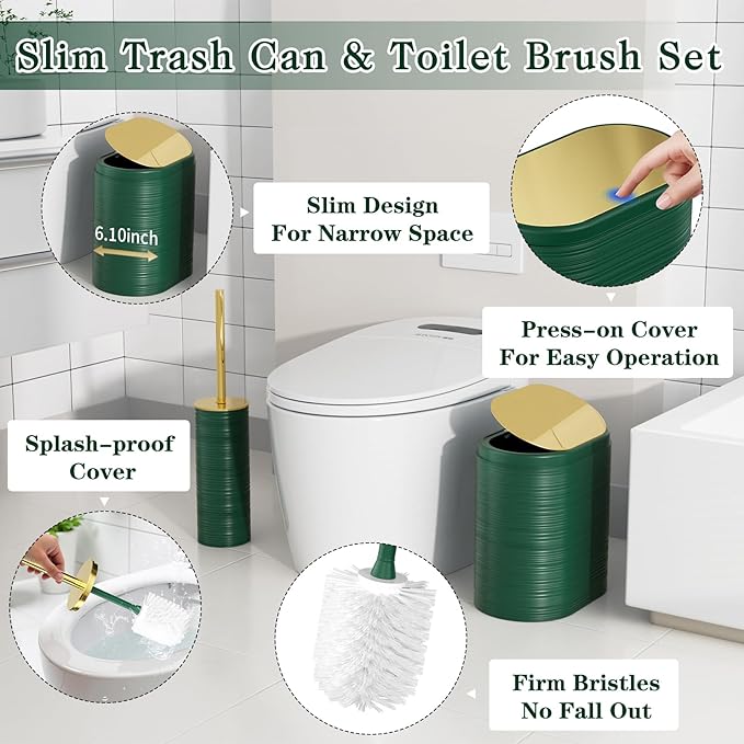 Bathroom Set - Bathroom Sets with Shower Curtain and Rugs, 25PC Bathroom Accessory Set, Green Bathroom Accessories Set with Trash Can, Soap Dispensers