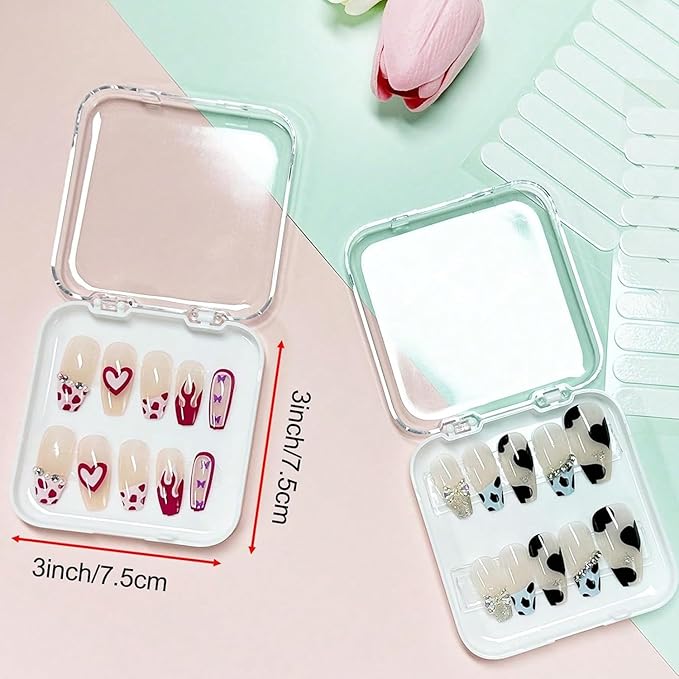 12PCS Press On Nail Storage Box,Empty Plastic Nail Tips Storage Display Box for False Fake Nails Press on Nails Organizer Case Small Business Supplies for Home Nail Salon Use (White)