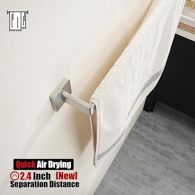 JQK Brushed Towel Bar, Rounded Edges 26.41 Inch Towel Rack, 304 Stainless Steel Bathroom Wall Mount, Useable Length 24 Inch, TB250L24-BN