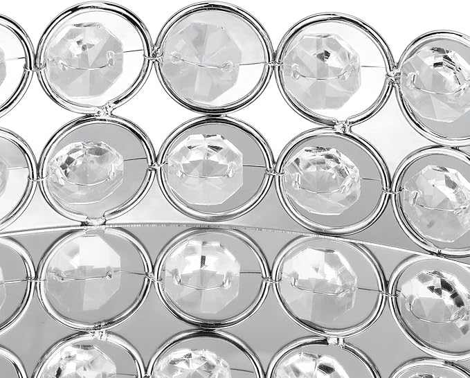 Crystal Cosmetic Makeup Tray 8in Round Display Tray Mirrored Metal Welded Structure for Food Perfume Jewelry Wine(Silver 20cm)