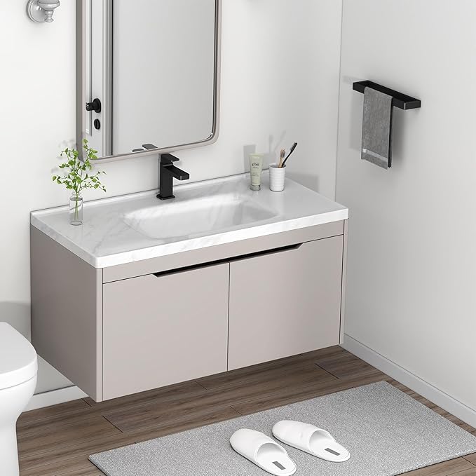 Angle Simple Hand Towel Holder for Bathroom, SUS 304 Stainless Steel Kitchen Towel Rack Hanger Wall Mounted 11.73" Matte Black